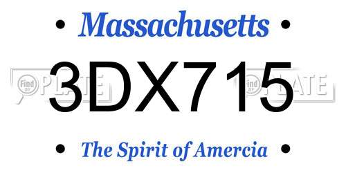 3DX715 Massachusetts License Plate