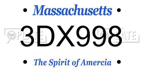 3DX998 Massachusetts License Plate