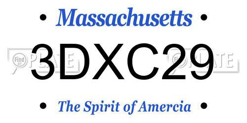 3DXC29 Massachusetts License Plate