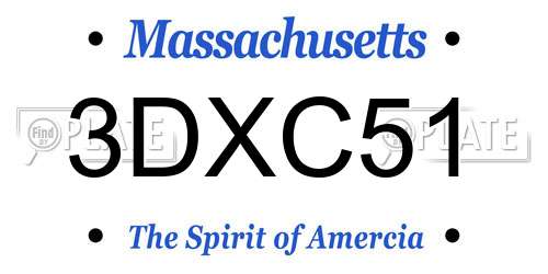 3DXC51 Massachusetts License Plate