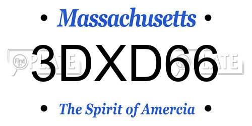 3DXD66 Massachusetts License Plate