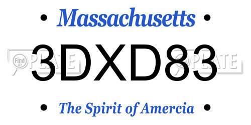 3DXD83 Massachusetts License Plate