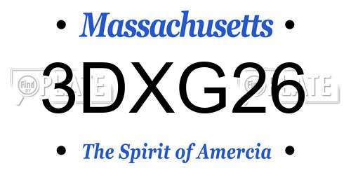 3DXG26 Massachusetts License Plate