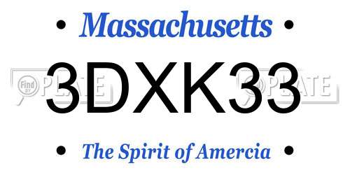 3DXK33 Massachusetts License Plate