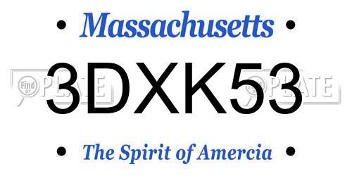 3DXK53 Massachusetts License Plate