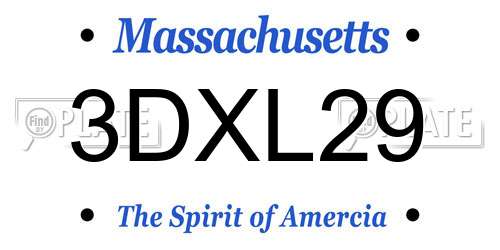 3DXL29 Massachusetts License Plate