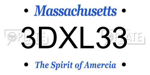 3DXL33 Massachusetts License Plate