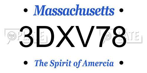 3DXV78 Massachusetts License Plate