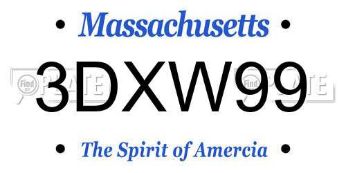3DXW99 Massachusetts License Plate