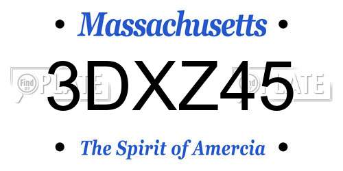 3DXZ45 Massachusetts License Plate