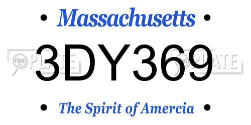 3DY369 Massachusetts License Plate