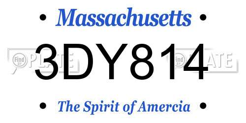 3DY814 Massachusetts License Plate