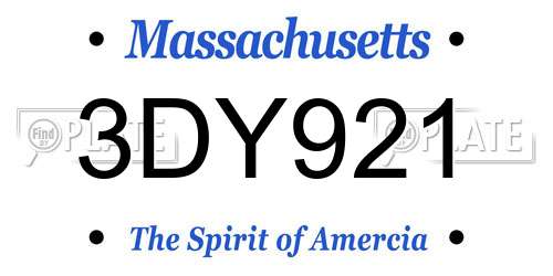 3DY921 Massachusetts License Plate