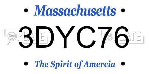 3DYC76 Massachusetts License Plate