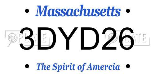 3DYD26 Massachusetts License Plate