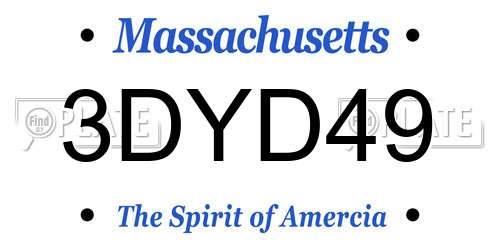 3DYD49 Massachusetts License Plate