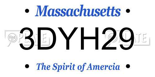 3DYH29 Massachusetts License Plate