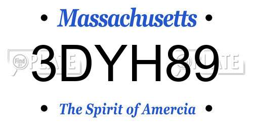 3DYH89 Massachusetts License Plate