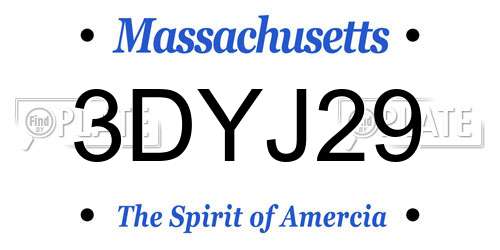 3DYJ29 Massachusetts License Plate