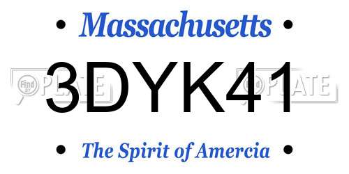 3DYK41 Massachusetts License Plate