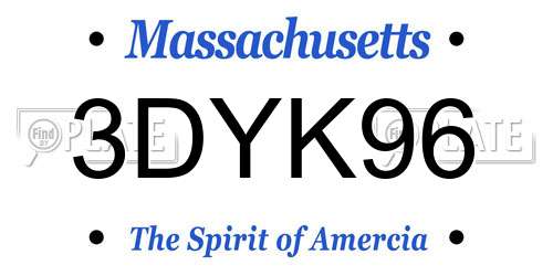 3DYK96 Massachusetts License Plate