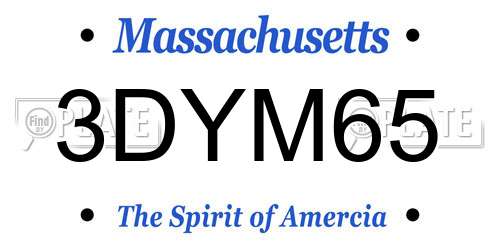 3DYM65 Massachusetts License Plate