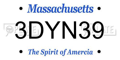 3DYN39 Massachusetts License Plate