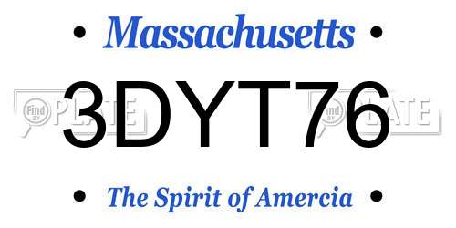 3DYT76 Massachusetts License Plate
