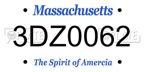 3DZ0062 Massachusetts License Plate