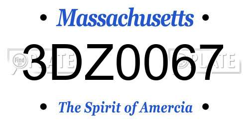 3DZ0067 Massachusetts License Plate