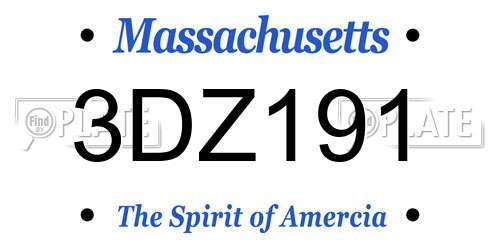 3DZ191 Massachusetts License Plate