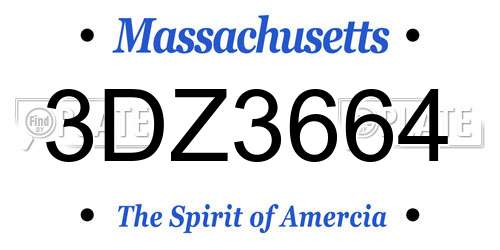 3DZ3664 Massachusetts License Plate