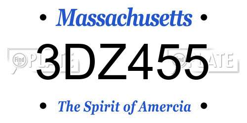 3DZ455 Massachusetts License Plate