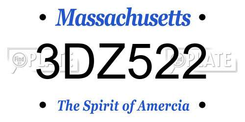 3DZ522 Massachusetts License Plate