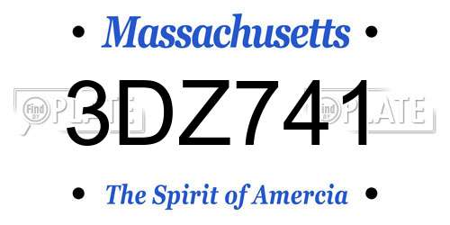 3DZ741 Massachusetts License Plate