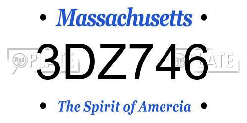 3DZ746 Massachusetts License Plate