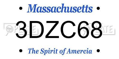 3DZC68 Massachusetts License Plate