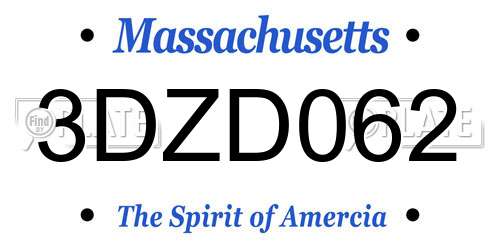 3DZD062 Massachusetts License Plate