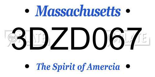3DZD067 Massachusetts License Plate