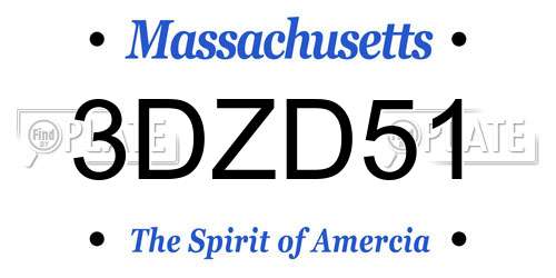 3DZD51 Massachusetts License Plate