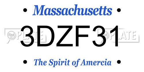 3DZF31 Massachusetts License Plate