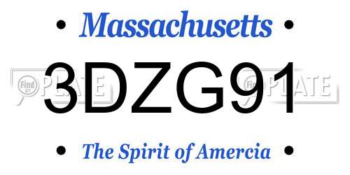 3DZG91 Massachusetts License Plate