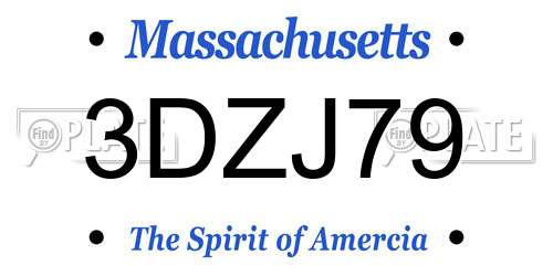 3DZJ79 Massachusetts License Plate