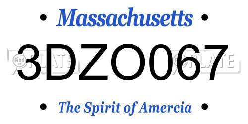 3DZO067 Massachusetts License Plate