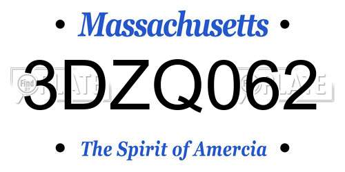 3DZQ062 Massachusetts License Plate