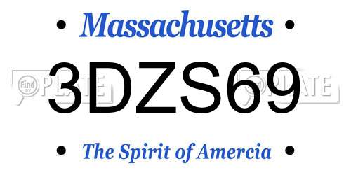 3DZS69 Massachusetts License Plate