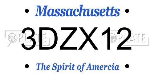 3DZX12 Massachusetts License Plate