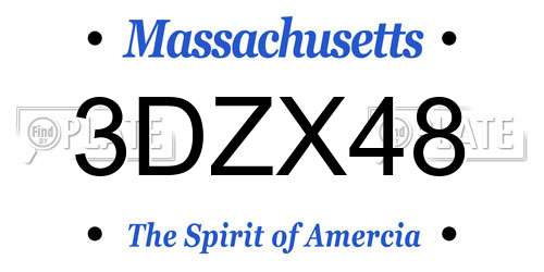 3DZX48 Massachusetts License Plate