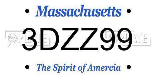 3DZZ99 Massachusetts License Plate