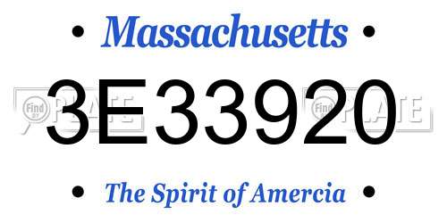 3E33920 Massachusetts License Plate